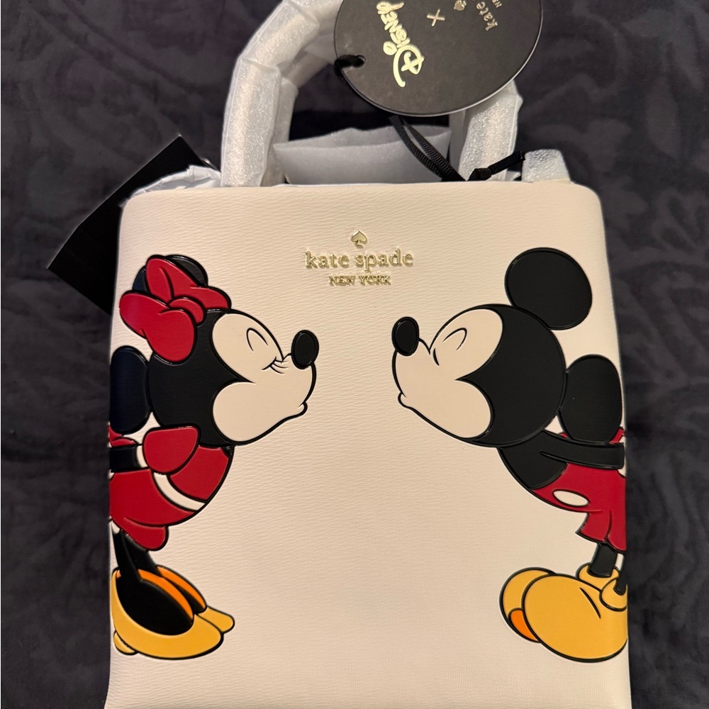 Kate Spade White Mini Bag with Mickey and Minnie Design
